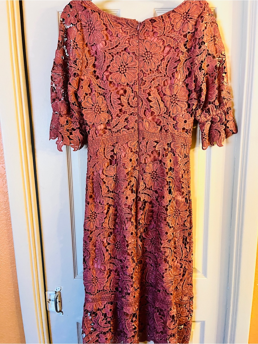 Steve Madden Rust Floral Lace Midi Dress - Picture 3 of 3